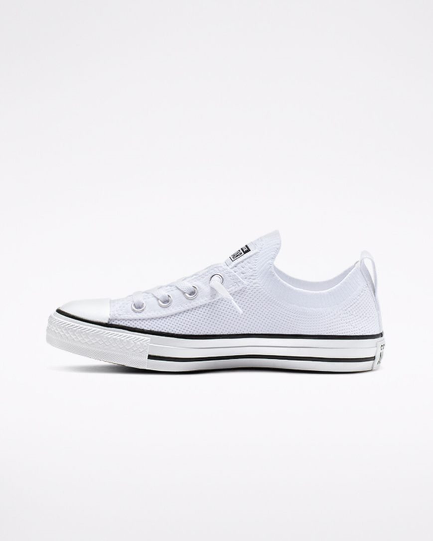 Tenis Converse Chuck Taylor All Star Shoreline Knit Slip Cano Baixo Feminino Branco Pretas Branco | PT T0P0857